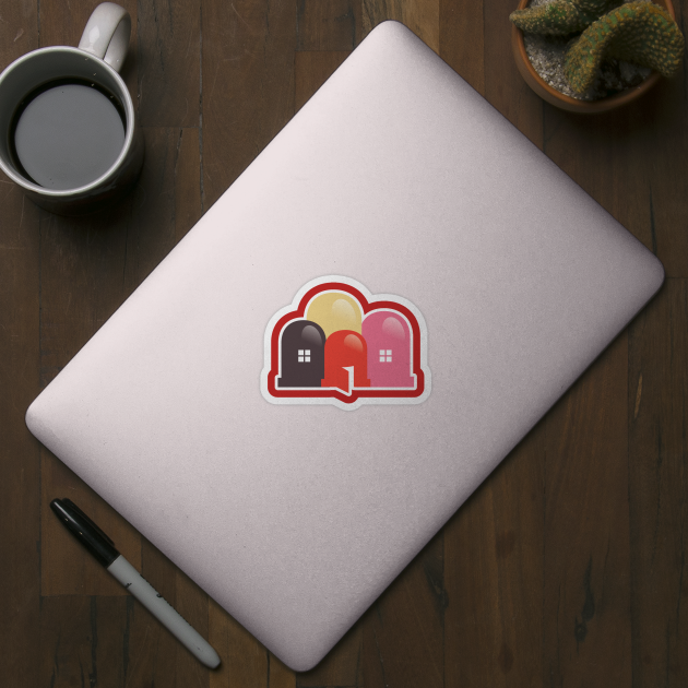 Light bulb and houses sticker logo icon. Energy power in the house idea concept. Real Estate logo design icon. by AlviStudio